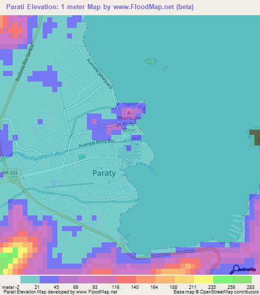 Parati,Brazil Elevation Map