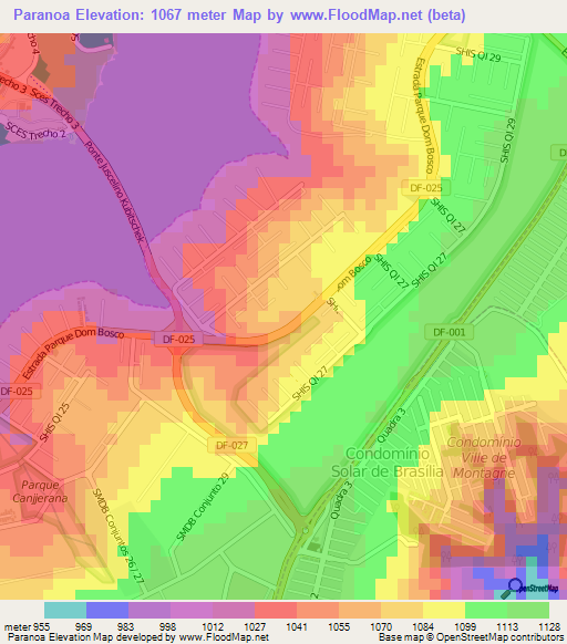 Paranoa,Brazil Elevation Map