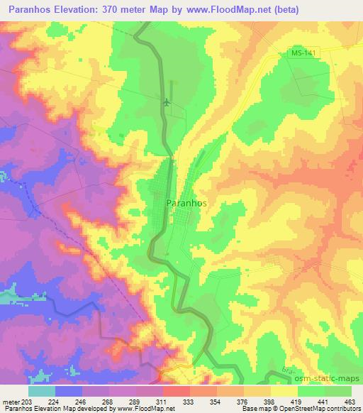 Paranhos,Brazil Elevation Map