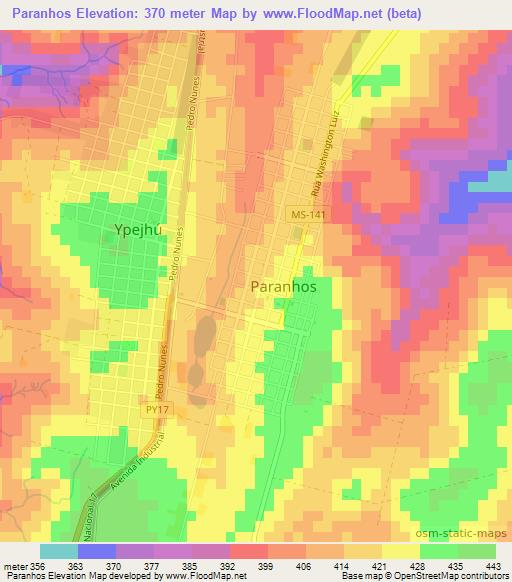 Paranhos,Brazil Elevation Map