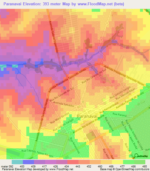 Paranavai,Brazil Elevation Map