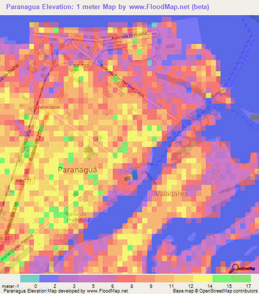 Paranagua,Brazil Elevation Map