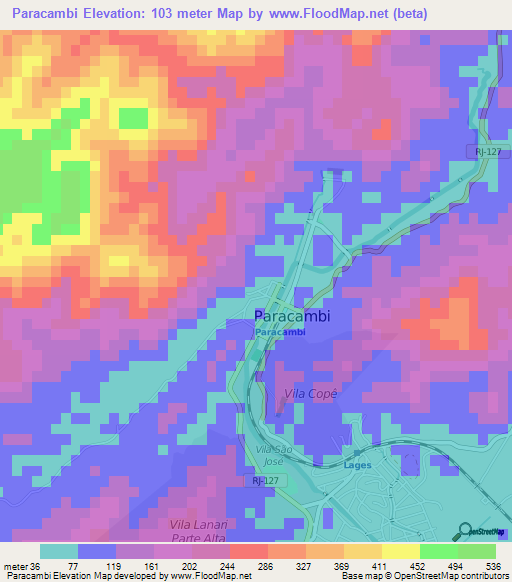 Paracambi,Brazil Elevation Map