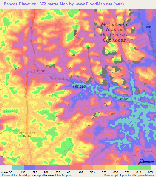 Pancas,Brazil Elevation Map