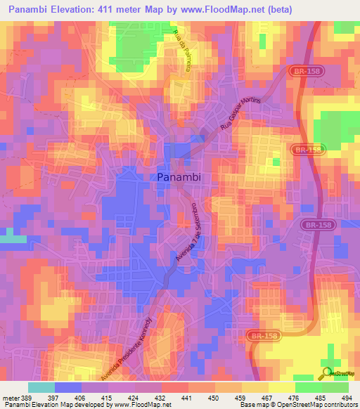 Panambi,Brazil Elevation Map