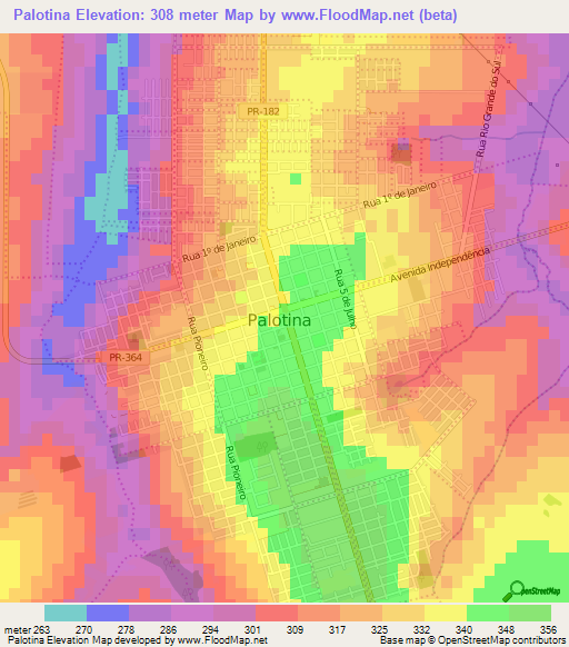 Palotina,Brazil Elevation Map