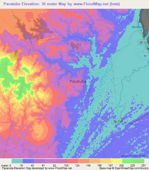 Pacatuba,Brazil Elevation Map