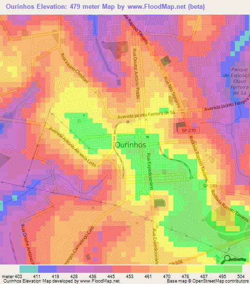 Ourinhos,Brazil Elevation Map