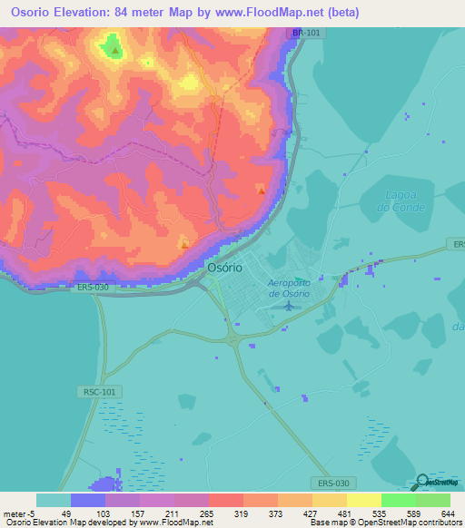 Osorio,Brazil Elevation Map