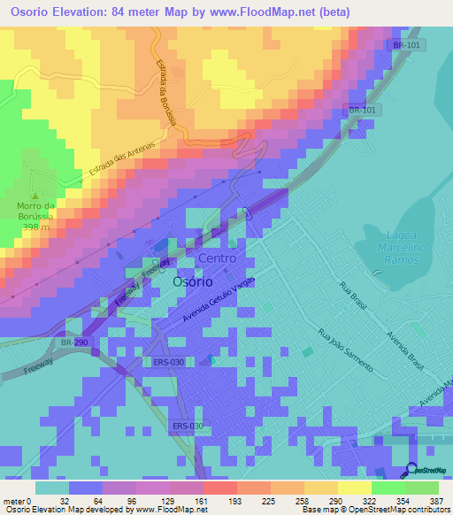 Osorio,Brazil Elevation Map