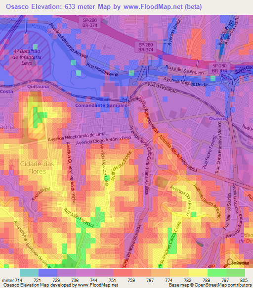 Osasco,Brazil Elevation Map