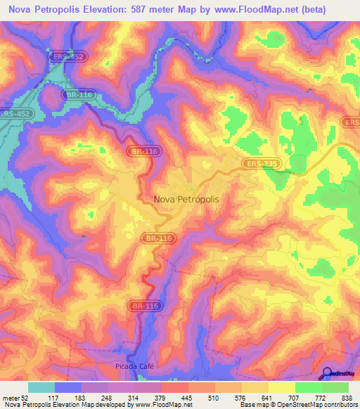 Nova Petropolis,Brazil Elevation Map