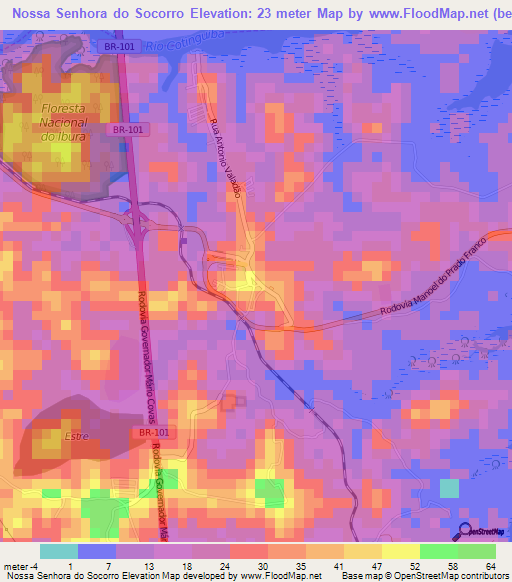 Nossa Senhora do Socorro,Brazil Elevation Map