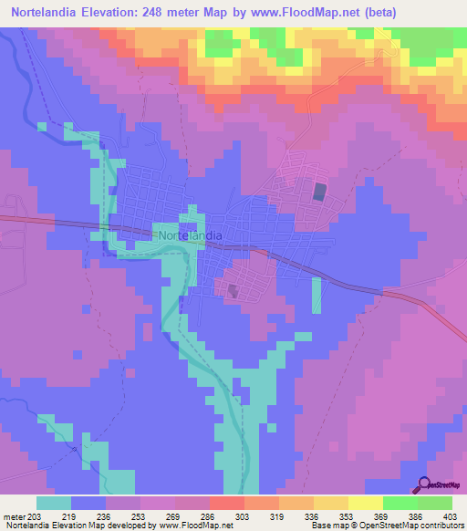 Nortelandia,Brazil Elevation Map