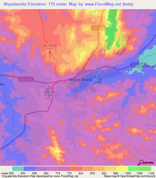 Niquelandia,Brazil Elevation Map