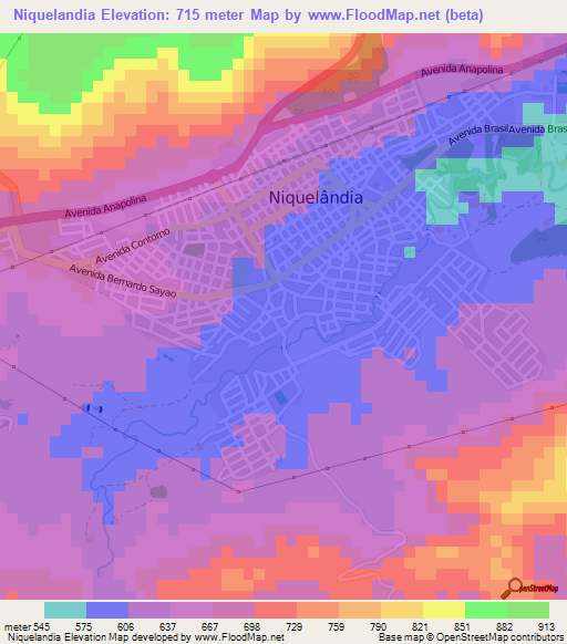 Niquelandia,Brazil Elevation Map