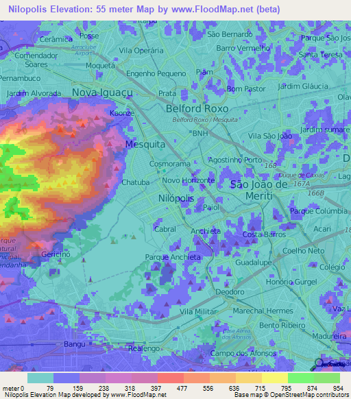 Nilopolis,Brazil Elevation Map