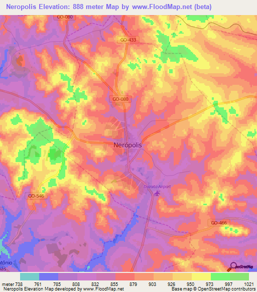 Neropolis,Brazil Elevation Map