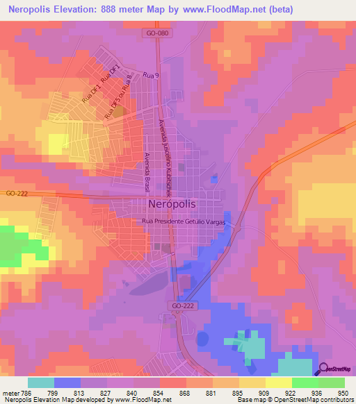 Neropolis,Brazil Elevation Map