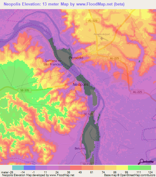 Neopolis,Brazil Elevation Map