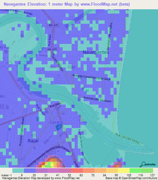 Navegantes,Brazil Elevation Map