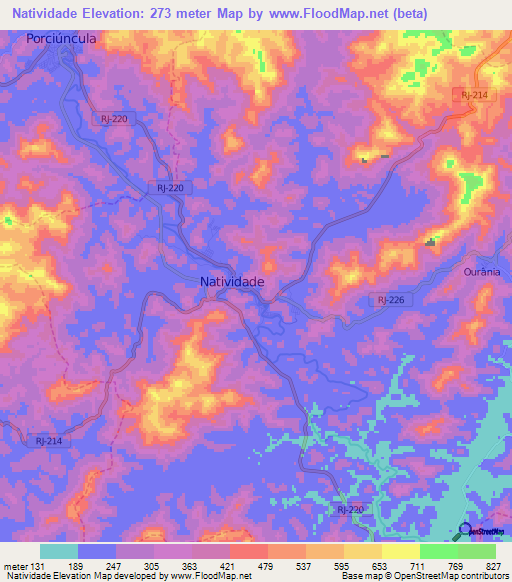 Natividade,Brazil Elevation Map