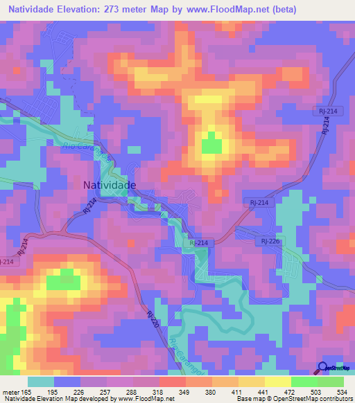 Natividade,Brazil Elevation Map