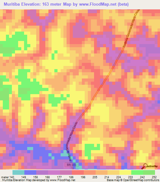 Muritiba,Brazil Elevation Map