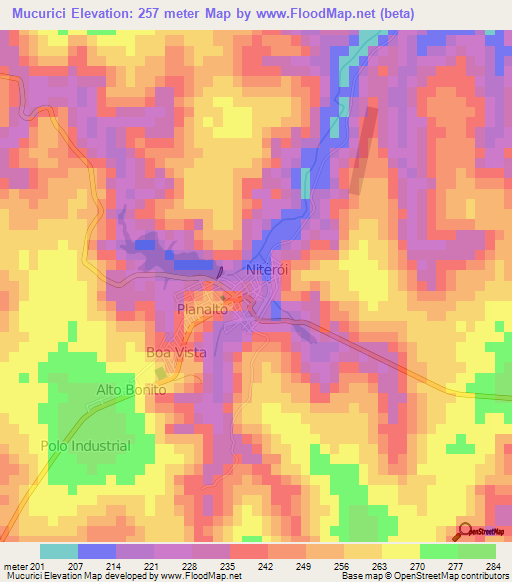 Mucurici,Brazil Elevation Map