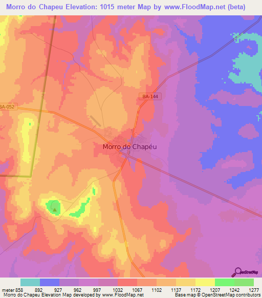 Morro do Chapeu,Brazil Elevation Map