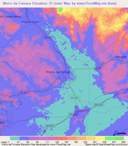 Morro da Fumaca,Brazil Elevation Map