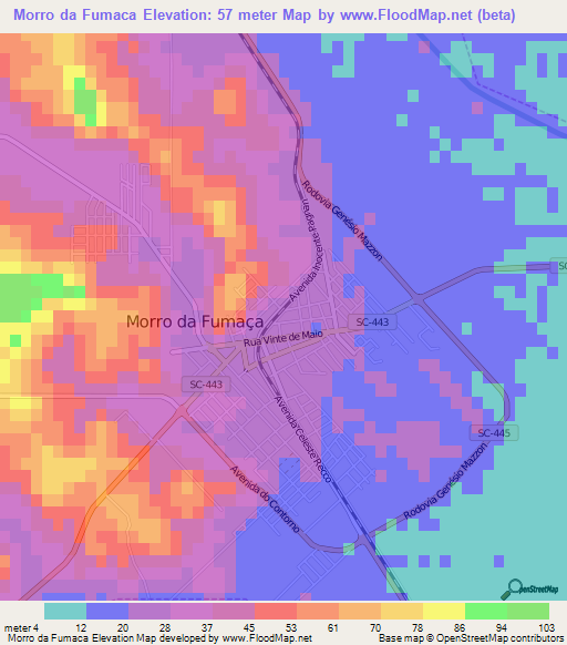 Morro da Fumaca,Brazil Elevation Map