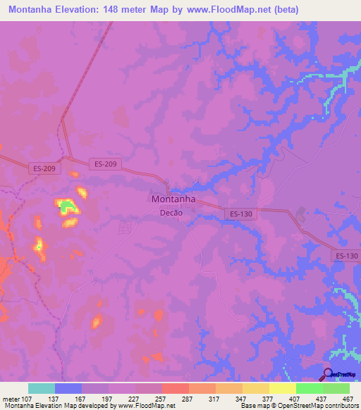 Montanha,Brazil Elevation Map