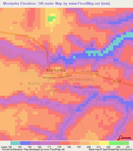 Montanha,Brazil Elevation Map