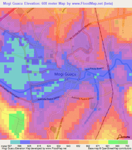 Mogi Guacu,Brazil Elevation Map