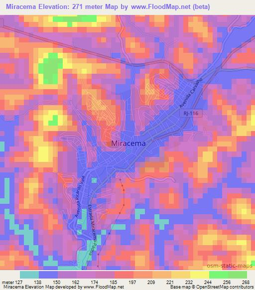 Miracema,Brazil Elevation Map