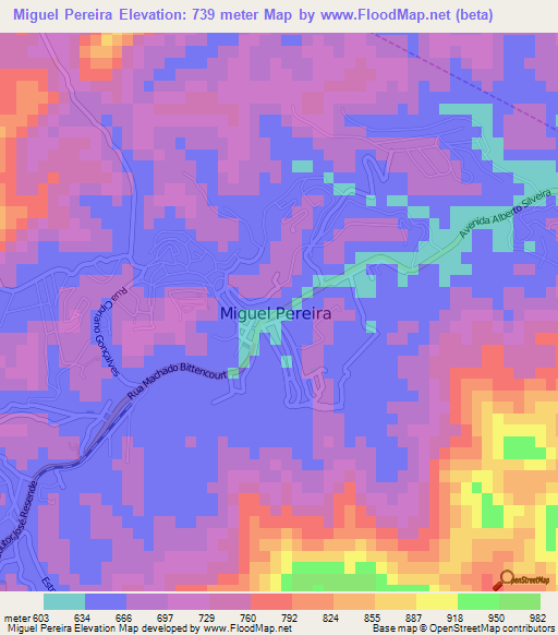 Miguel Pereira,Brazil Elevation Map