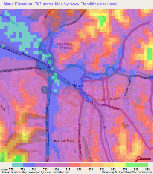 Maua,Brazil Elevation Map