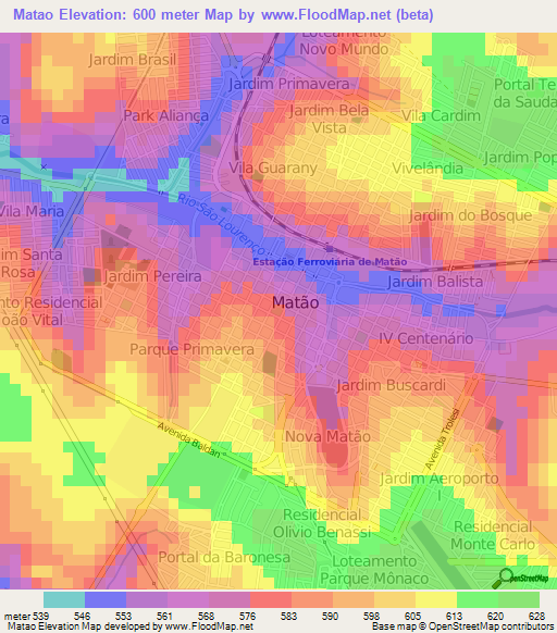 Matao,Brazil Elevation Map