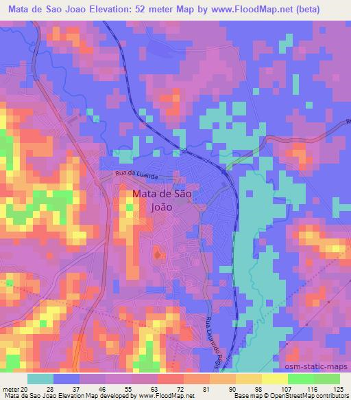 Mata de Sao Joao,Brazil Elevation Map