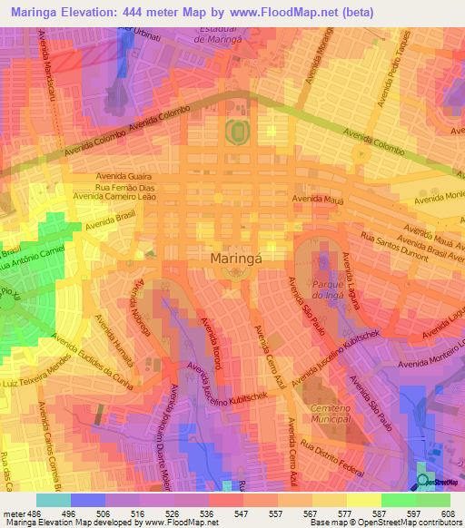 Maringa,Brazil Elevation Map