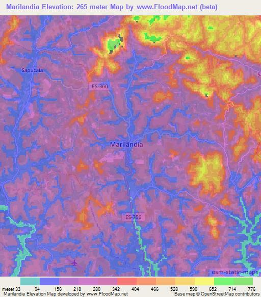 Marilandia,Brazil Elevation Map