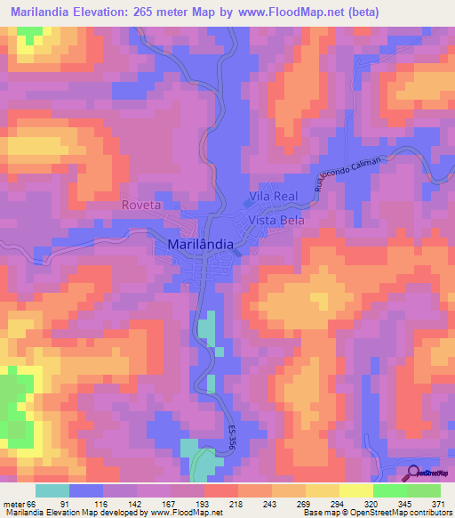 Marilandia,Brazil Elevation Map