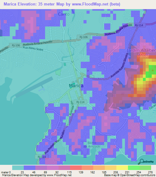 Marica,Brazil Elevation Map