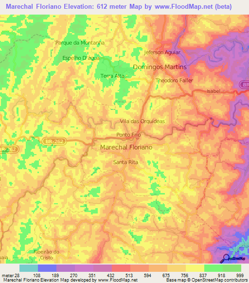 Marechal Floriano,Brazil Elevation Map