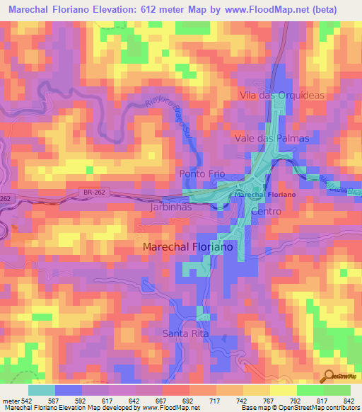 Marechal Floriano,Brazil Elevation Map