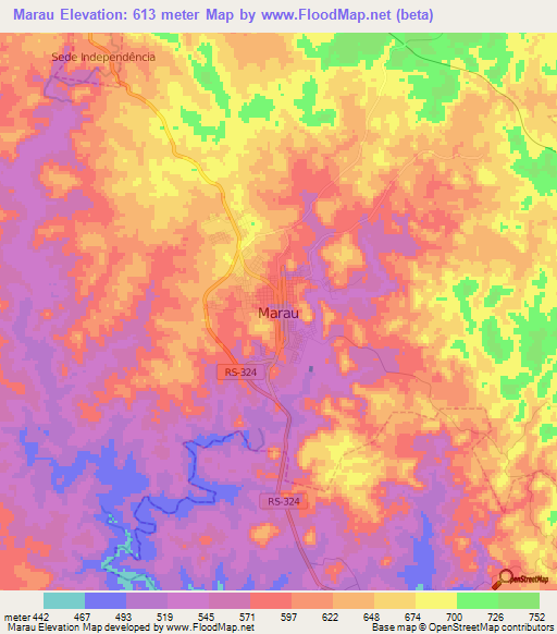 Marau,Brazil Elevation Map