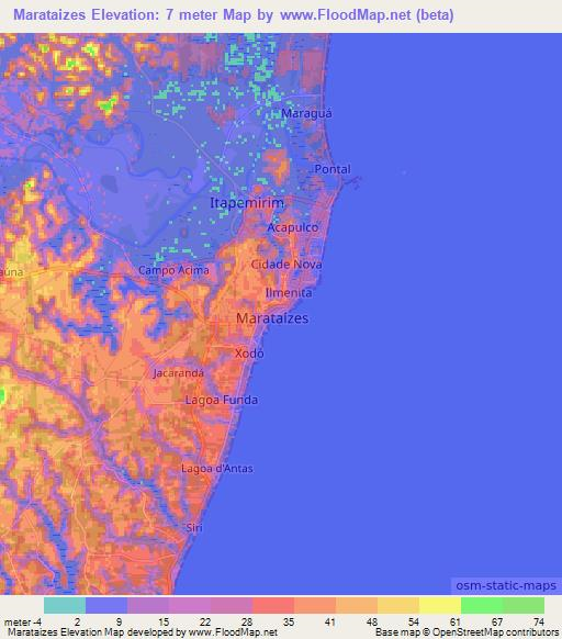 Marataizes,Brazil Elevation Map