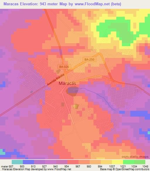 Maracas,Brazil Elevation Map