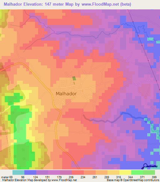 Malhador,Brazil Elevation Map